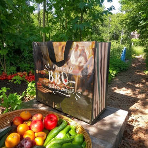 Sac fourre-tout réutilisable non tissé avec logo personnalisé poignée de transport laminée sac d'épicerie imprimé double face sac à bandoulière de taille moyenne - Product Image 3