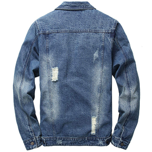 Veste en jean pour homme à séchage rapide avec boutons et patchs en chenille, design 2024, service OEM personnalisé, veste d'hiver - Product Image 4