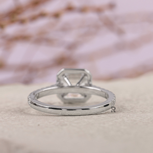 Anillo de Compromiso y Boda Minimalista para Mujer Henssy Asscher Halo, Oro 10K/14K/18K, Diamante Cultivado en Laboratorio de 1-5CT, Color D, VS1, Corte EX, Certificado IGI - Product Image 4
