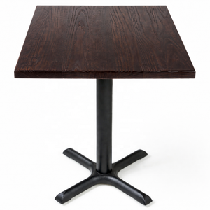 Commercial Restaurant Cafe <strong>Table</strong> Dark Wood <strong>Square</strong> Dining <strong>Table</strong> with Black Metal Pedestal Base for Bistro <strong>Bar</strong> Hotel Furniture - Product Image 1