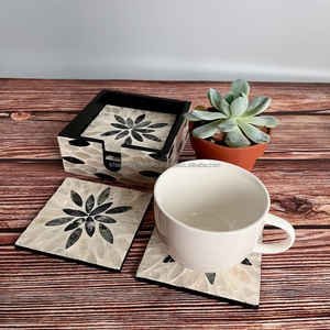 Vaisselle carrée de luxe de qualité supérieure avec incrustation de vadrouille, sous-verres en résine blanche, napperons haut de gamme écologiques - Product Image 3