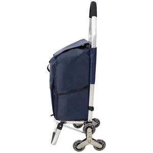 Carrello della spesa pieghevole e rimovibile in acciaio inossidabile nero con borsa impermeabile in tessuto Oxford e ruote per salire le scale - Product Image 6