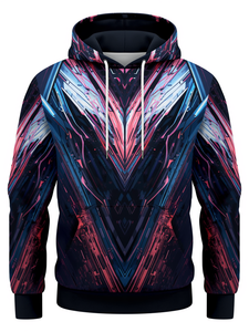Sweat à capuche pour homme à imprimé géométrique, en polyester sublimé, style streetwear décontracté, coupe classique, pour l'automne - Product Image 1