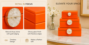 Luxury Orange Color Mirror <b>Glass</b> Decorative Storage Box Agate <b>Knob</b> Premium Jewelry Vanity Organizer Boxes Home Decor Lacquer - Product Image 4