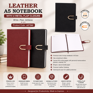 Carnet en cuir A5, bloc-notes relié rigide avec fermeture à rabat en métal, papier d'écriture 80 g/m², pour le bureau, cadeau - Product Image 1
