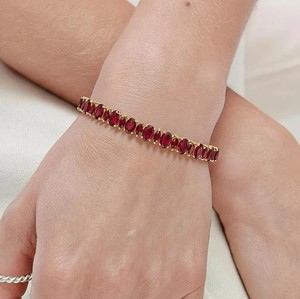 Pulsera de granate natural en plata de ley 925, pulsera de piedras preciosas hecha a mano, elegante joyería fina, regalo para mujer - Product Image 3