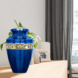 Urne funéraire en laiton de qualité supérieure, design bohème élégant, artisanat, support sécurisé pour cendres humaines, pour funérailles et familles - Product Image 5