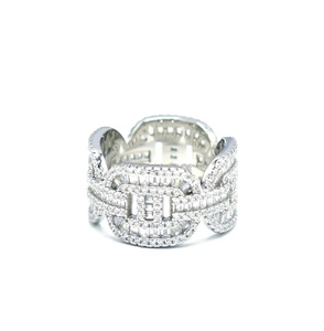 Icy Curb <b>Thick</b> Chunky Cuban Link Rhodium Plated Cluster Diamond Moissanite Statement Luxury Cocktail Hip Hop <b>Ring</b> for Women - Product Image 3