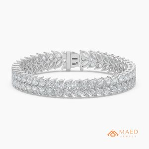 สร้อยข้อมือเทนนิสทรงใบไม้มอยส์ซาไนต์สีเงินสำหรับผู้หญิง สร้อยข้อมือแบบโซ่เส้นเล็ก เครื่องประดับแฟชั่น ของขวัญวันครบรอบแต่งงาน เครื่องประดับคุณภาพดี - Product Image 1