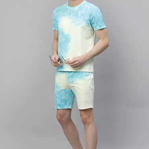 Shorts décontractés pour hommes, tie-dye, taille mi-haute, cordon de serrage, respirants, en tricot - Product Image 4