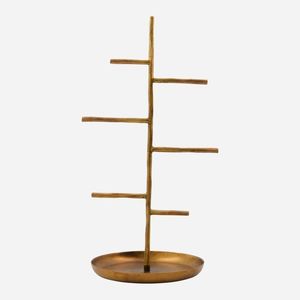 Minimalist <b>Black</b> Metal Jewelry Stand With Round Base And Geometric Design For Bedroom Storage - Product Image 2