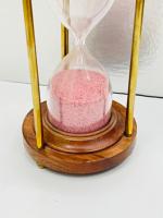 Minuteur à sable en bois fait main de 8 pouces avec sable rose |   Décoration de table rustique avec motif croix d'ange pour Noël et anniversaires - Uttarakhand