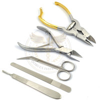 Kit d'outils de soin des ongles en acier inoxydable de haute qualité professionnel et luxueux, 4 pièces, ensemble d'instruments de podologie QORVEX