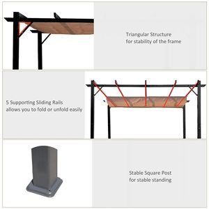 Pergola in Alluminio 10x13 ft con Tettoia Retrattile per Esterni in Grigio Antracite - Product Image 6