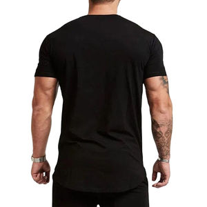 T-shirts de sport décontractés en polyester à col rond pour hommes, coupe ajustée, tricotés, pour la gym et le fitness, vêtements tendance pour adultes - Product Image 6
