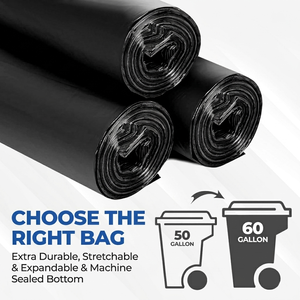TH GB-006 Commercial Grade 55-60 Gallon Contractor Trash Bags Thickness Black Heavy Duty Garbage Bags 39 x 56 Inch <b>Extra</b> <b>Large</b> - Product Image 4