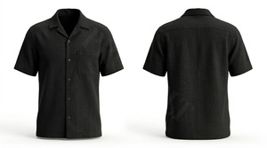 Chemise décontractée tendance à manches courtes pour homme, coupe ajustée, en mélange de lin léger, style boutonné, idéale pour l'été - Product Image 3