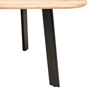 Mesa de comedor plegable de madera maciza de acacia de estilo industrial moderno con patas de madera en acabado negro y natural para el hogar, oficina, cocina o casa de campo. - Product Image 5