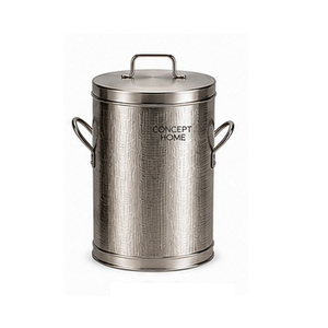 Cubo de Basura de Acero Inoxidable, Contenedor Cilíndrico con Tapa para Interiores, Estilo Minimalista - Product Image 1