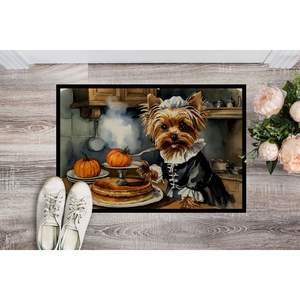 Yorkie Automne Cuisine Citrouilles Paillasson Antidérapant Lavable Low Pile 24H X 36W Intérieur Extérieur Avant Porte Tapis pour Entrée - Product Image 2