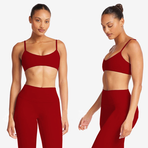 Ensemble de yoga taille haute avec logo personnalisé pour femme, tenue de sport deux pièces, soutien-gorge de sport et leggings sans couture, vêtements de fitness pour l'entraînement - Product Image 4