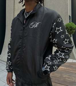 Custom <b>Men</b> Windbreaker Tracksuit Set Star Print Zip Up <b>Jacket</b> And Shorts Two Piece Streetwear Sportswear Set - Product Image 4