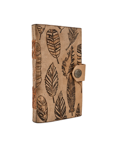 Handmade Embossed Leaf Leather <b>Journal</b> | Vintage <b>Writing</b> Notebook | Blank Travel Diary | Leather Sketchbook with Snap Closure - Product Image 4
