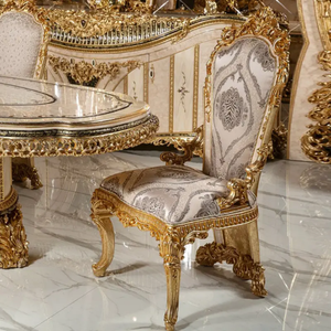 Juego de Muebles de Comedor de Alta Gama Estilo Turco, Lujoso y Real, Tallado a Mano, Acabado Dorado, para Uso en Villas y Resorts - Product Image 3