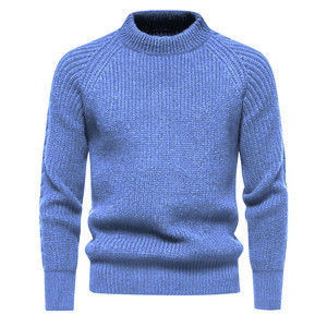 Pull-over col rond personnalisé OEM pour homme 100 % coton, anti-rétrécissement, jacquard, séchage rapide, tricot d'hiver, sweat-shirt avec logo frontal - Product Image 6