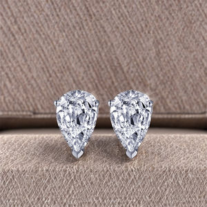 Classic Design Women's 925 Silver Teardrop Pear Shaped Moissanite Diamond Solitaire Stud Claw <b>Wedding</b> Engagement Earrings <b>Gifts</b> - Product Image 6
