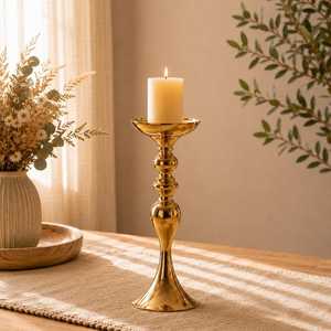 Ensemble de 3 chandeliers en métal doré, porte-bougies coniques pour la décoration de la maison, centre de table de mariage, décoration de table de Noël - Product Image 3