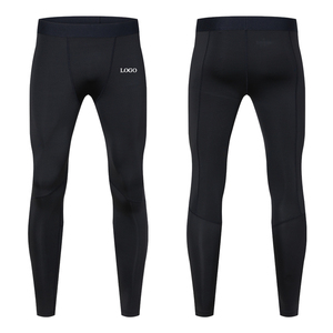 Pantalones de Compresión Negros para Hombre, Cintura Elástica, Secado Rápido, Ajuste Deportivo, Ligeros, para Entrenamiento y Gimnasio, Logotipo en la Pierna Derecha - Product Image 3