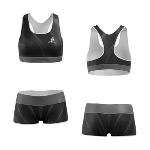 Ensemble de sport personnalisé pour fille : Soutien-gorge dos nageur et short taille haute, sans couture, respirant, en Spandex et Polyester, 2 pièces - Product Image 1
