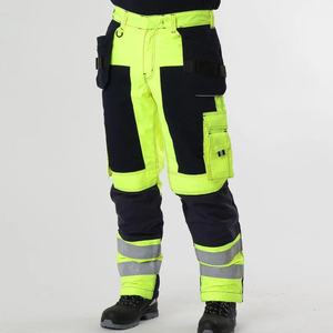 Pantalones de Trabajo de Alta Visibilidad para Hombre, con Rayas Reflectantes, Múltiples Bolsillos, Transpirables, Corte Recto, Estilo Lona de Peso Medio - Product Image 1