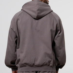 Sweat-shirt à capuche zippé pour homme en molleton épais coton-polyester, coupe oversize et carrée, avec logo personnalisé, pour le sport et les loisirs, grandes tailles - Product Image 4