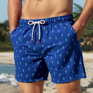 Shorts de bain unisexes pour hommes, séchage rapide, imprimé floral, tissé, léger, résistant à l'eau, cordon de serrage élastique - Product Image 1