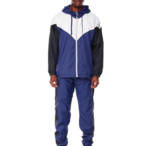 Customized Men's Windbreaker Tracksuit Sets Lightweight Slim Breathable Quick Dry Windproof Hooded Collar Winter Solid Pattern - Product Image 1
