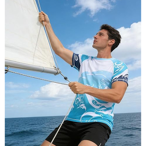 High Quality <b>Men</b> <b>Compression</b> T <b>Shirt</b> Rash Guard Short Sleeve Swim <b>Shirt</b> UV Protection OEM Bulk Supplier - Product Image 3