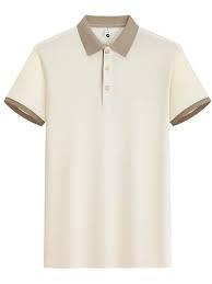 <b>Classic</b> Slim Fit White Polo for Men with Khaki Trim | Contrast Tipped Collar & Sleeve Cuffs | Luxury Casual Cotton Polo with Vin - Product Image 3