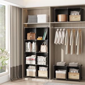 Organizador de Armario Apilable de Plástico DIY, Estantes de Almacenamiento, Librería de 12 Cubos, Contenedores de Almacenamiento Cúbicos - Product Image 4