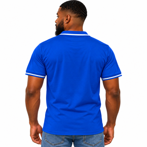 Phi Beta Sigma <b>Polo</b> Royal Blue Short Sleeve Collared <b>Shirt</b> <b>Striped</b> Trim Button Placket Athletic Casual Fraternity Collegiate - Product Image 2