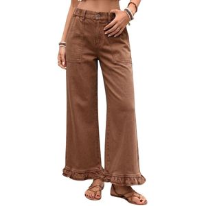 Jeans en denim pour femmes, sur mesure, 100% coton, pantalon à jambes larges, silhouette minimaliste et épurée, pantalon décontracté streetwear - Product Image 5
