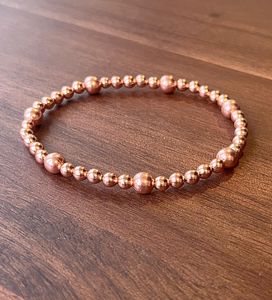 Copper Bead <b>Bracelet</b> Stackable <b>Bracelet</b> Stretch Jewelry Handmade <b>Bracelet</b> Copper <b>Ball</b> Beads Elegant Accessory Minimalist Style - Product Image 5