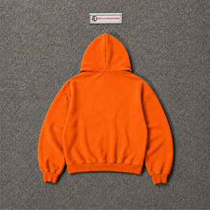 Sweat à capuche graphique orange avec motifs de personnages de dessins animés amusants, style streetwear vintage délavé, coupe oversize, décontracté, avec logo sur le devant - Product Image 6