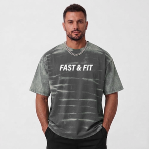 T-shirts pour hommes de haute qualité, style streetwear, col rond, effet délavé, vente en gros, prix bas, t-shirt délavé pour hommes - Product Image 4