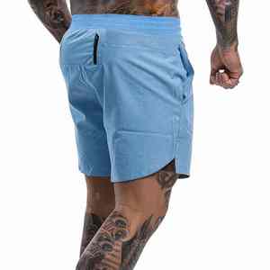 Shorts en polaire pour hommes, style boardshorts, avec logo personnalisé, cordon de serrage, en tissu tricoté, décontractés, taille mi-haute, respirants, service OEM - Product Image 5