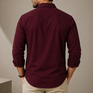 Casual Summer Mens Shirts Long-Sleeve Turn-<b>Down</b> Collar Blank Design Solid Color High Quality Men Shirt - Product Image 2