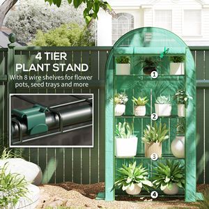 Mini serra a 4 livelli in PVC ecologico con porta avvolgibile 105 cm x 45 cm x 160 cm Verde - Product Image 5