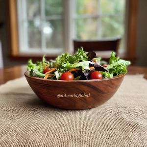 <b>High</b> Demand Wooden Serving Bowl Acacia Salad Fruit Bowl for <b>Kitchen</b> Dining <b>Table</b> Eco Friendly Food Safe Factory Bulk Supply Home - Product Image 5