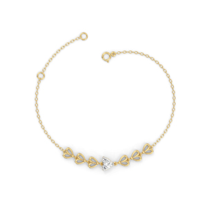 Bracelet à maillons en or jaune avec diamant taillé en triangle, bracelet chaîne classique pour femme - Product Image 2